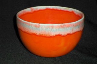Mid Century Modern Jenkins California Pottery J8 Bowl Orange & White Drip Ware