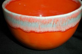 Mid Century Modern Jenkins California Pottery J8 Bowl Orange & White Drip Ware 3