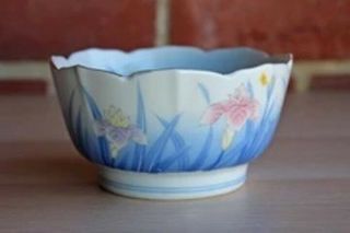 Vintage Otagiri Mercantile Company Small Round Porcelain Bowl With Iris