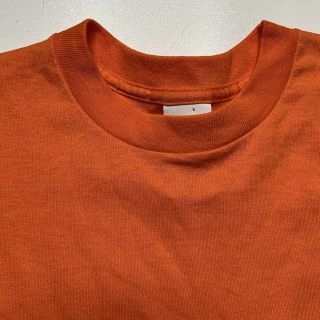 Vintage 80s 90s Mens Size M Orange Blank Single Stitch T Shirt Made In USA 50/50 3