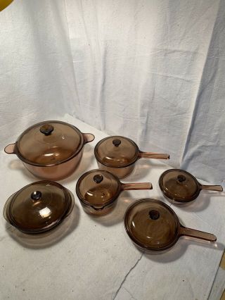 12 Pc Visions Visionware Corning Ware Amber Glass Cookware - Saucepans,  Skillet