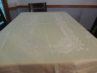 Vintage Yellow Damask Table Cloth And 4 Napkins