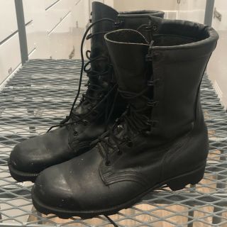 Vintage Men’s Ro - Search Black Leather Military Combat Boots Sz 9.  5w Made In Usa