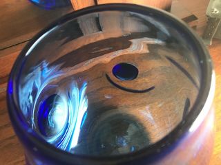 1959 Acid Etched Blenko Art Glass Blob Vase 5940 Wayne Husted Cobalt BLUE 6