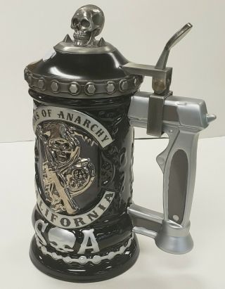 Sons Of Anarchy Beer Stein,  Handcrafted In Heirloom Porcelain Jet Black Finish