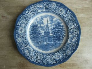 Liberty Blue Dinner Plate Independence Hall Staffordshire England Transferware