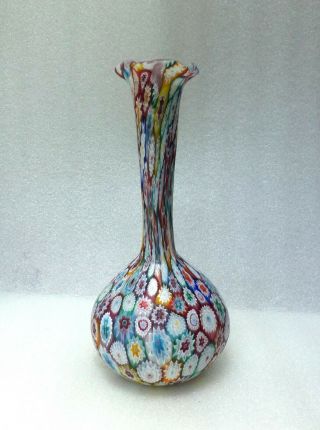 Large Murano Venetian Fratelli Toso Millefiori Art Glass Vase