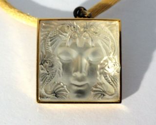 Lalique Masque De Femme Crystal Necklace Pendant