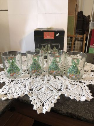 4 Noel On The Rocks Glass Tumblers Salem China Christmas Eve Don Schreckengost