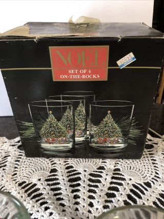 4 NOEL ON THE ROCKS Glass Tumblers SALEM CHINA CHRISTMAS EVE DON SCHRECKENGOST 2