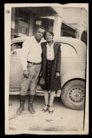 Stoic Proud & In Love Middle - Age Black Man & Woman 1930s Vintage Photo