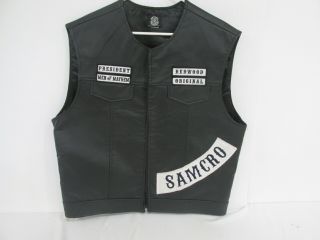 Sons Of Anarchy Officially Licensed Black Biker Vest With Reaper Patch - Size2 Xl