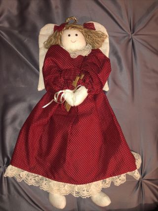 Vintage Handmade 1992 Christmas Angel Doll Stuffed Animal Cinnamon Halo Wings