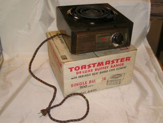 Vintage Toastmaster Deluxe Buffet Range - Single Burner Model 6401 - 1100 Watts