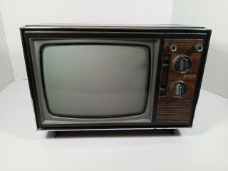 Vintage 1974 Rca 9 " Black & White B&w Gaming Tv Au Television Faux Wood
