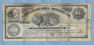 Vintage Farncomb Hill Mining Stock Shares 1891 Colorado 50 Dollars 4 " X 9 "