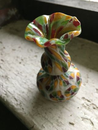 Fratelli Toso Murano Italian Art Glass Millefiori Miniature Vase Murrine