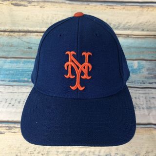York Mets Vtg Logo Athletic Snapback Blue MLB Baseball Hat Cap 2