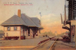 Webster City Iowa Train Station Vintage Postcard Aa23389