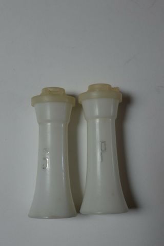 Vintage Tupperware Salt And Pepper Shakers,  4 Inch,  White,  Tops Intact,  So Cute