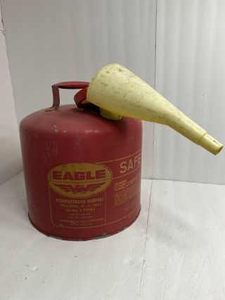Vintage Red Gas Gasoline Can Eagle 5 Gallon Galvanized Metal Tank Ui - 50 S Type I