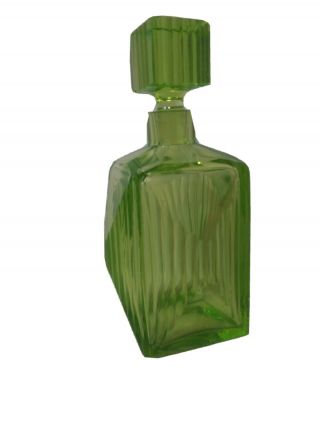 Art Deco Bohemian Vaseline/uranium Glass Decanter Gorgeous Vgc