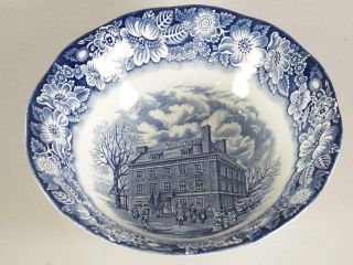 8 3/8 " Serving Bowl - Liberty Blue Staffordshire Historic Colonial Scenes