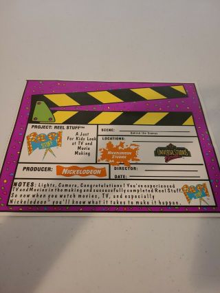 Vintage Rare Nickelodeon Studios Project: Reel Stuff Blank Certificate 2