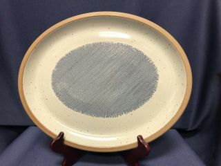 Wedgwood Midwinter Denim Blue And Brown 12 " Oval Serving Platter Cowboy Country