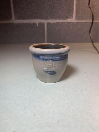Rowe Pottery 1988 2 - 1/4 " Miniature Stoneware Crock Salt Glaze