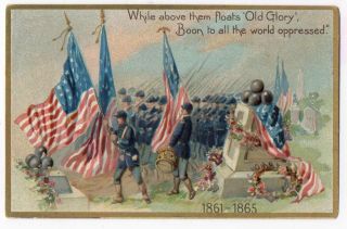 042221 Vintage Tuck Memorial Decoration Day Postcard Soldiers With Flags Ser 107