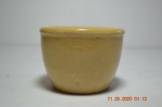 Early Heavy Miniature Stoneware Yellow / Mustard Crock Bowl