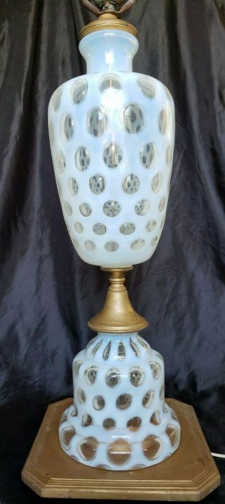 Fenton French Opalescent Coin Dot Extra Tall Lamp 38 " Rare Unusual Vintage