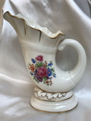 Lenox " Lenox Rose " Horn Of Plenty Vase - Vintage 2818/j300 Made In Usa