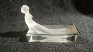 R Lalique Frosted Glass Art Deco Nude Woman Bathing Trinket Soap Dish Tray Rare