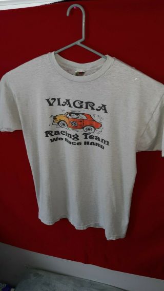 Viagra Racing Team Humor Short Sleeve Graphic T Shirt Tee Size Xl Race Hard Vtg