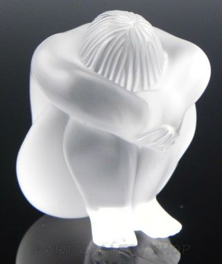 Lalique France Crystal Figurine Nahbi Meditating Sitting Yoga Nude Female