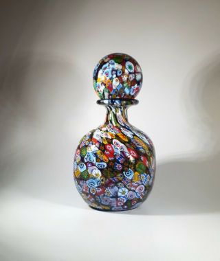 Vintage 70s Fratelli Toso Murano Italian Millefiori Carafe Glass Bottle Decanter