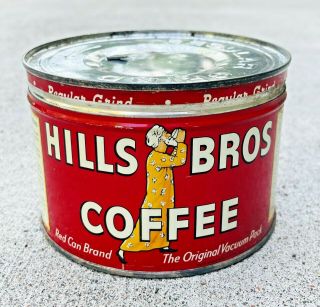 Hills Bros Coffee Tin Can Lid Metal Red 1 Vintage