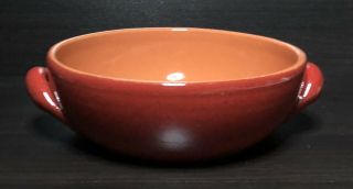 De Silva Italy Red Orange Pottery 2 Handled Soup Bowl Terra Cotta