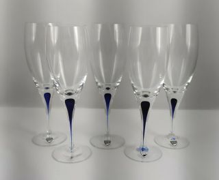 Orrefors Intermezzo Blue Set Of 5 White Wine Glasses - 22,  5 Cm (q0090)