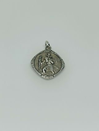 Gorgeous Vintage St.  Christopher & Baby Jesus Pendant Solid Silver 3.  0g 14272