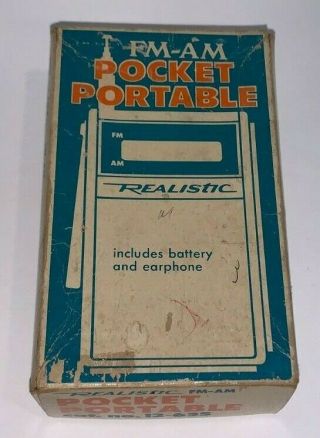 Vintage,  Realistic Fm - Am Pocket Radio,  Box (solid State,  Circa 1970 