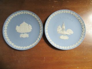 2 - Wedgwood Jasper Ware Blue Christmas Collector Plates 1985 - 1986