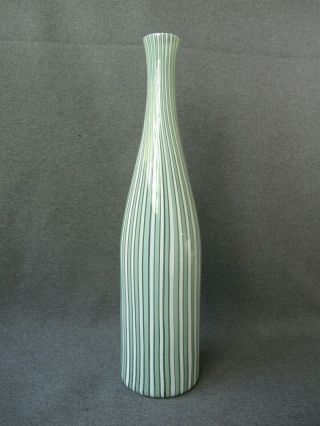 Fratelli Toso Murano " A Canne " Glass Vase,  Circa 1960 Paper Label 15 Inches Tall