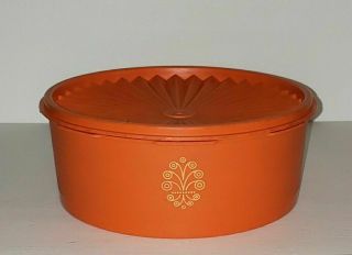 Tupperware Vintage Retro Orange Canister 1204 With Servalier Lid Seal 8 Cup