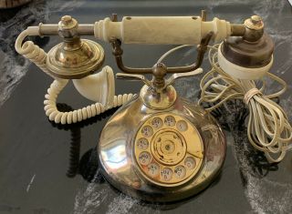 Vintage Sweet Talk French Style Rotary Phone Brass/cream Color Korea 1978