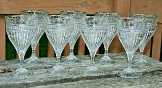8 Mikasa Titan 6 1/2 " Fluted Crystal Wine / Water Glasses 8 Ounce
