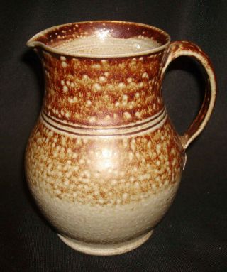 Vintage 1982 Bxe Bxc Pottery Stoneware Salt Glazed Brown Gray 5” Handled Pitcher