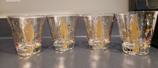 4 Culver Mardi Gras Dof Glasses Jewels Gold Jester Harlequin 2nd Pattern